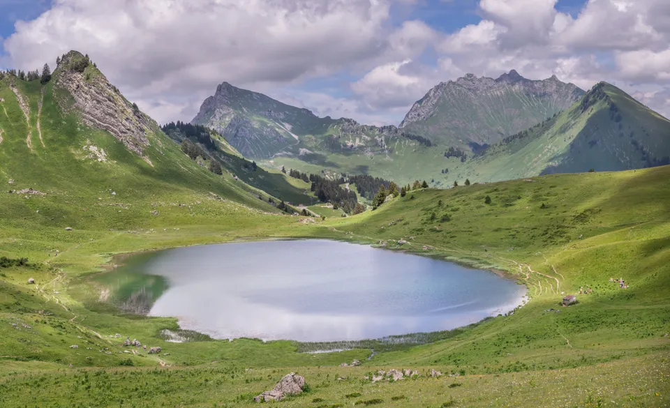 Lac de Roy in the Alpine pastures above Taninges